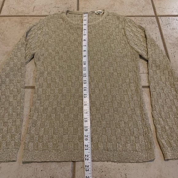 Vintage 70s Romanita Gold Lurex Textured Knit Sweater - Back Buttons Size Small - Picture 5 of 5